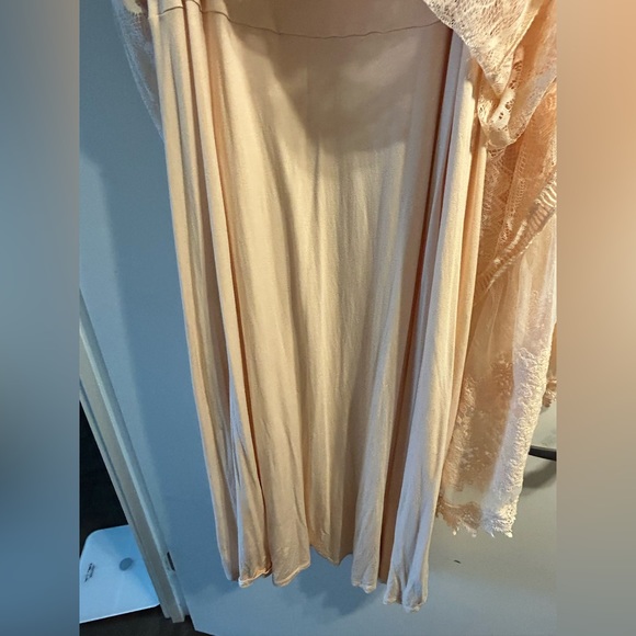 Peach Pink Lace Button Front Maxi Dress - Picture 4 of 6